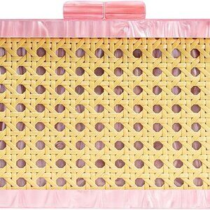 Women Acrylic Handbag Rattan Woven Pattern Square Box Crossbody Handbag Shoulder